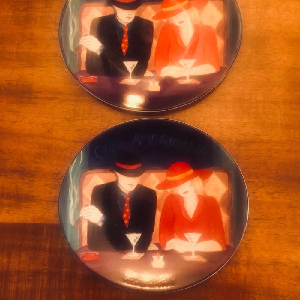 Vintage Cafe Americana 2 Salad Plates 8 1/4" X 7 1/2" #4911.